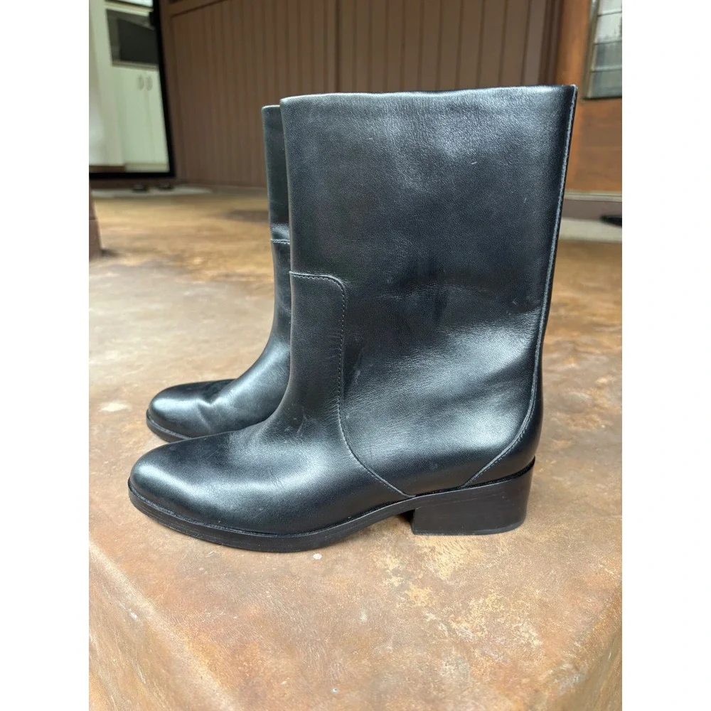 3.1 Philip Lim Black Leather Side Zip Almond Toe Lucien Archive Boot - EU38 US8